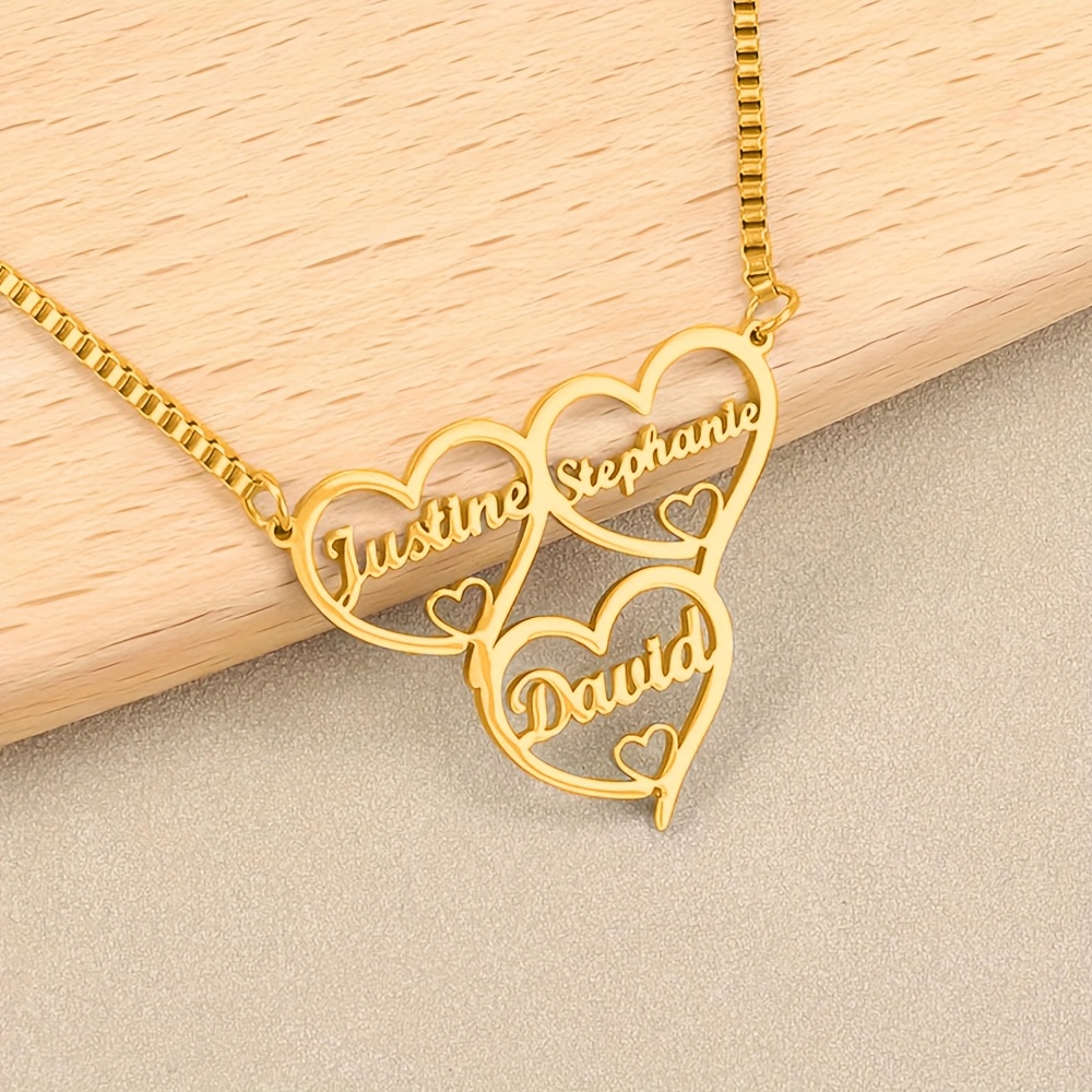 Personalized Stainless Steel Heart Name Necklace, Custom Gift